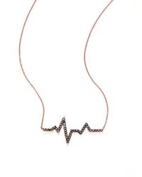 Diane Kordas | Black Diamond & 18K Rose Gold Heartbeat Necklace | Lyst