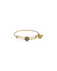 ALEX AND ANI | Gold Four Leaf Clover Slider Expandable Wire Bangle | Lyst