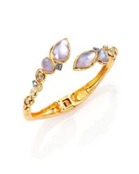 Alexis Bittar | Metallic Elements Moonlight Mother-Of-Pearl & Crystal Doublet Rocky Bypass Bracelet | Lyst