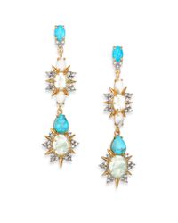 Alexis Bittar | Metallic Elements Howlite Turquoise, White Howlite & Crystal Dangling Post Earrings | Lyst