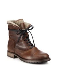 Belstaff | Brown Faystar Wool-detail Leather Boots for Men | Lyst