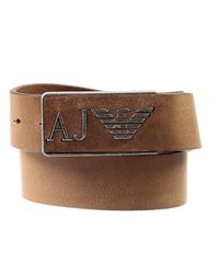 Armani Jeans | Brown Belt Bucke Logo Leather for Men | Lyst