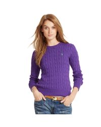 Polo Ralph Lauren | Purple Cabled Crewneck Sweater | Lyst