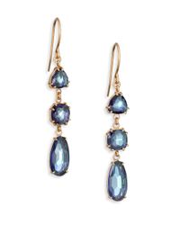 KALAN by Suzanne Kalan | English Blue Topaz & 14K Yellow Gold Triple-Drop Earrings | Lyst