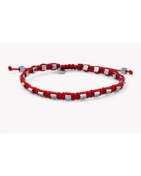 Tateossian - Silver Cubo Ibiza Macrame Bracelet In Red for Men - Lyst