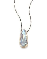 Chan Luu | Metallic 14mm Grey Potato Pearl & Sterling Silver Pendant Necklace | Lyst