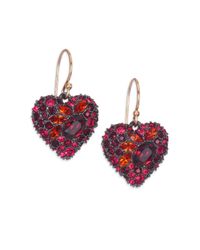 Alexis Bittar | Red Encrusted Black Cherry Heart Earrings | Lyst