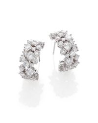 Adriana Orsini | Metallic Sweet Embrace Cluster J Hoop Earrings/silvertone | Lyst