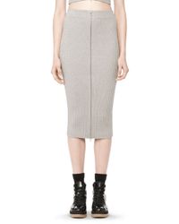 Alexander Wang | Gray Ribbed Pencil Skirt | Lyst