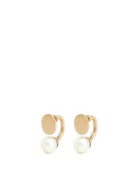 Chloé | Metallic 'Darcey' Swarovski Pearl Flat Stud Earrings | Lyst