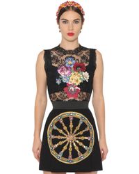 Dolce & Gabbana | Black Floral Embroidered Lace Top | Lyst