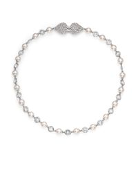 Adriana Orsini | Metallic Garden Gate Faux Pearl Strand Necklace/silvertone | Lyst