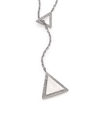 Michael Kors | Metallic Brilliance Statement Pavé Triangle Lariat Necklace/silvertone | Lyst