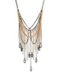 ABS By Allen Schwartz | Metallic Bitter Not Sweet Draped Chain Fringe Bib Necklace | Lyst