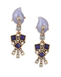 Oscar de la Renta | Blue Flower Clip-on Drop Earrings | Lyst