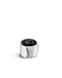 John Hardy | Black Classic Chain Wide Overlap Band Ring | Lyst