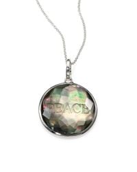Ippolita | Metallic Black Shell, Clear Quartz & Sterling Silver Carved "peace" Doublet Charm | Lyst