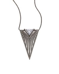 Adriana Orsini | Metallic Deco Pavé Triangle Burst Long Pendant Necklace | Lyst