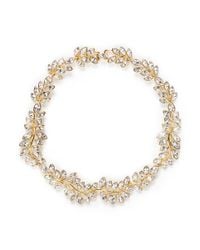 Kenneth Jay Lane | Metallic Crystal Leaf Necklace | Lyst