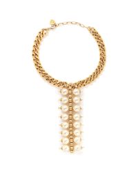 Ela Stone | Metallic 'celia' Box Chain Pearl Necklace | Lyst