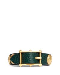 Valentino | Green Gryphon Stud Leather Bracelet | Lyst