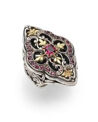 Konstantino | Metallic Artemis Rhodolite 18k Yellow Gold Sterling Silver Ornate Flower Ring | Lyst