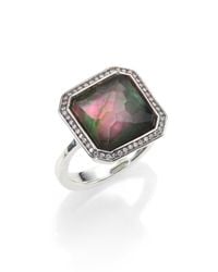 Ippolita | Stella Black Shell, Clear Quartz, Diamond & Sterling Silver Large Square Ring for Men | Lyst
