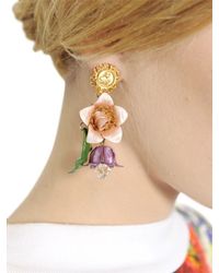 Dolce & Gabbana | Pink Hand Painted Gold Plated Earrings | Lyst