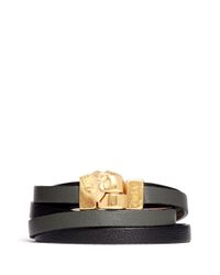 Alexander McQueen | Black Double Wrap Leather Skull Bracelet | Lyst