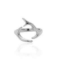 Colette | Metallic White Gold Horns Ring | Lyst