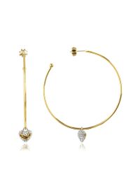 Juicy Couture - Metallic Pave Heart Large Hoop Earring - Lyst