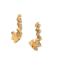 Giles & Brother | Metallic Ray Pave Crystal Zigzag Hoop Earrings | Lyst