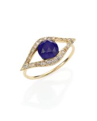 Jacquie Aiche | Purple Lapis, Diamond & 14k Yellow Gold Eye Ring | Lyst