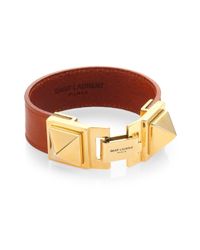 Saint Laurent | Red Clous Punk Carre Studded Leather Bracelet | Lyst