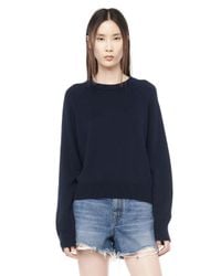 Alexander Wang | Blue Cashwool Cropped Sweater | Lyst