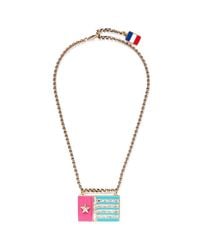 Lanvin | Blue 'calvi' Rhinestone Enamel Flag Necklace | Lyst