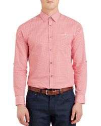 Ted Baker | Red Thewolf Micro Tile Slim Fit Button Down Shirt for Men | Lyst