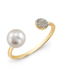 Anne Sisteron | 14kt Yellow Gold Christina Pearl Diamond Disc Ring | Lyst
