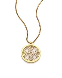 Michael Kors | Metallic Heritage Monogram Logo Pendant Necklace | Lyst