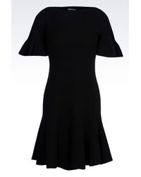 Emporio Armani | Black Seamless Dress Boiled Wool Effect | Lyst
