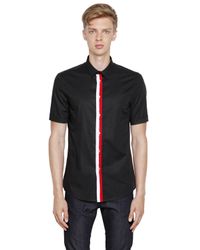 Bikkembergs | Black Stretch Cotton Poplin Short Sleeve Shirt for Men | Lyst