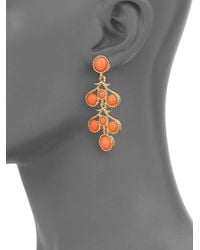 Kenneth Jay Lane | Orange Cabochon Scroll Drop Earrings | Lyst