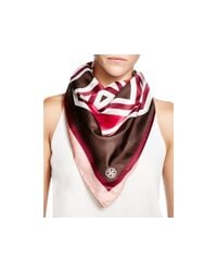 Tory Burch | Brown Fret Silk Square Scarf | Lyst