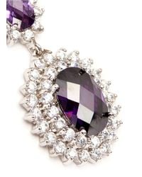 CZ by Kenneth Jay Lane | Purple Oval Cubic Zirconia Floral Drop Earrings | Lyst