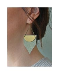 Spectrum | Green Angled Leather Earrings | Lyst