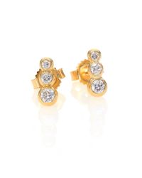 Mizuki | Metallic Diamond & 14k Yellow Gold Triple Stud Earrings | Lyst