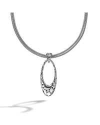 John Hardy | Metallic Oval Drop Pendant On Two-Row Necklace | Lyst
