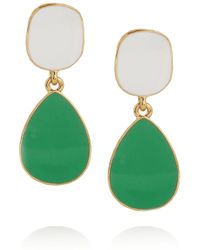 Kenneth Jay Lane Metallic Gold Plated Enamel Earrings