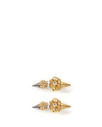 Assad Mounser | Metallic Double Crystal Pavé Ball Spike Earrings | Lyst