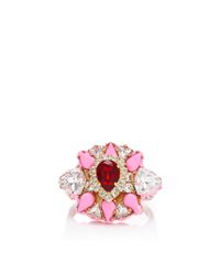 Shourouk | Galaxy Gold Plated Swarovski Crystal Ring in Pink | Lyst